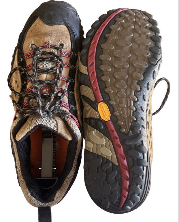Merrell Men's Crosslander 2 Vent Hiking Shoes Sz 10.5 Tan/Orange-Blk-Silver