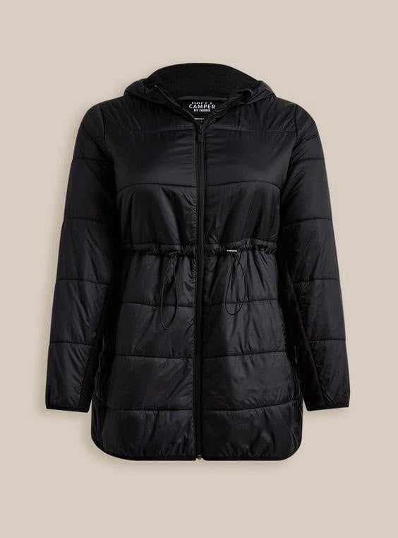 NWOT Torrid Happy 4X Camper Mid-Length Puffer Winter Coat Hooded Fleece Lined