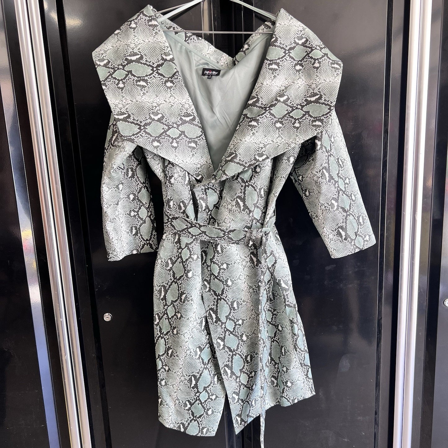 4X Off The Shoulder Snake Print Wrap Dress Patrick Starrr X FTF Mint Green Sexy