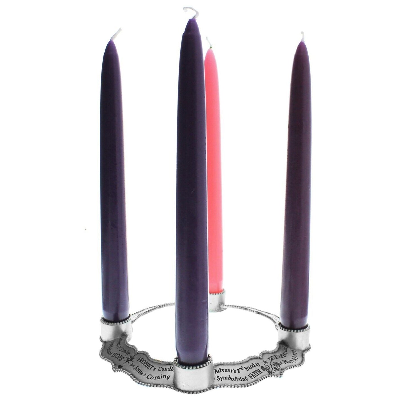 Four Weeks of Advent Classic Pewter Wreath Set Catholic Christmas Candleholder