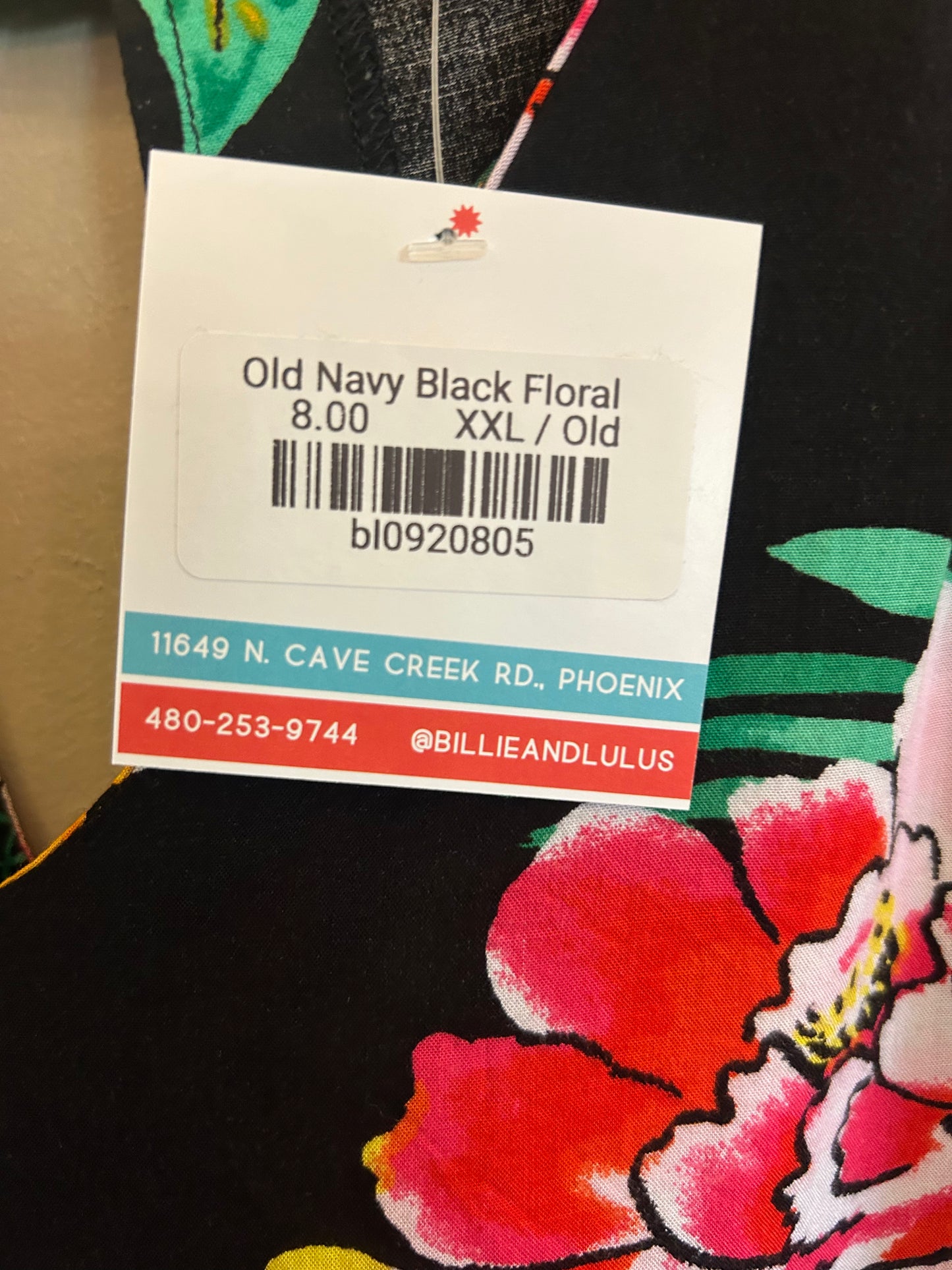 Old Navy Black Floral Sleeveless Shirt