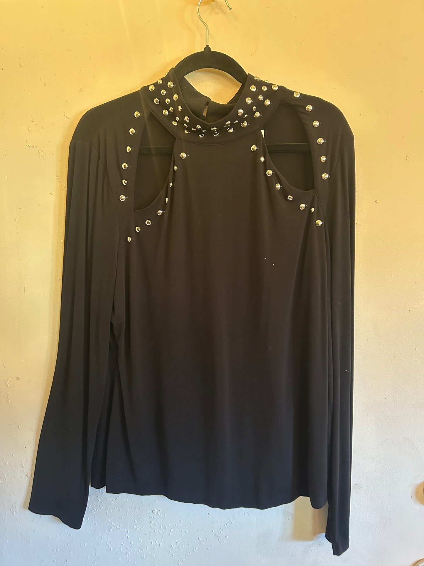 INC Black Studded Mock Turtle Neck