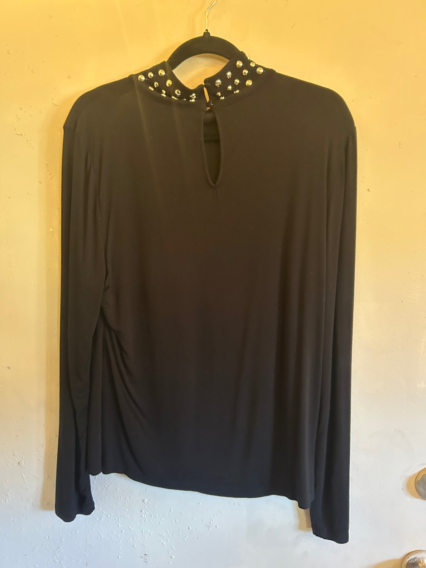 INC Black Studded Mock Turtle Neck