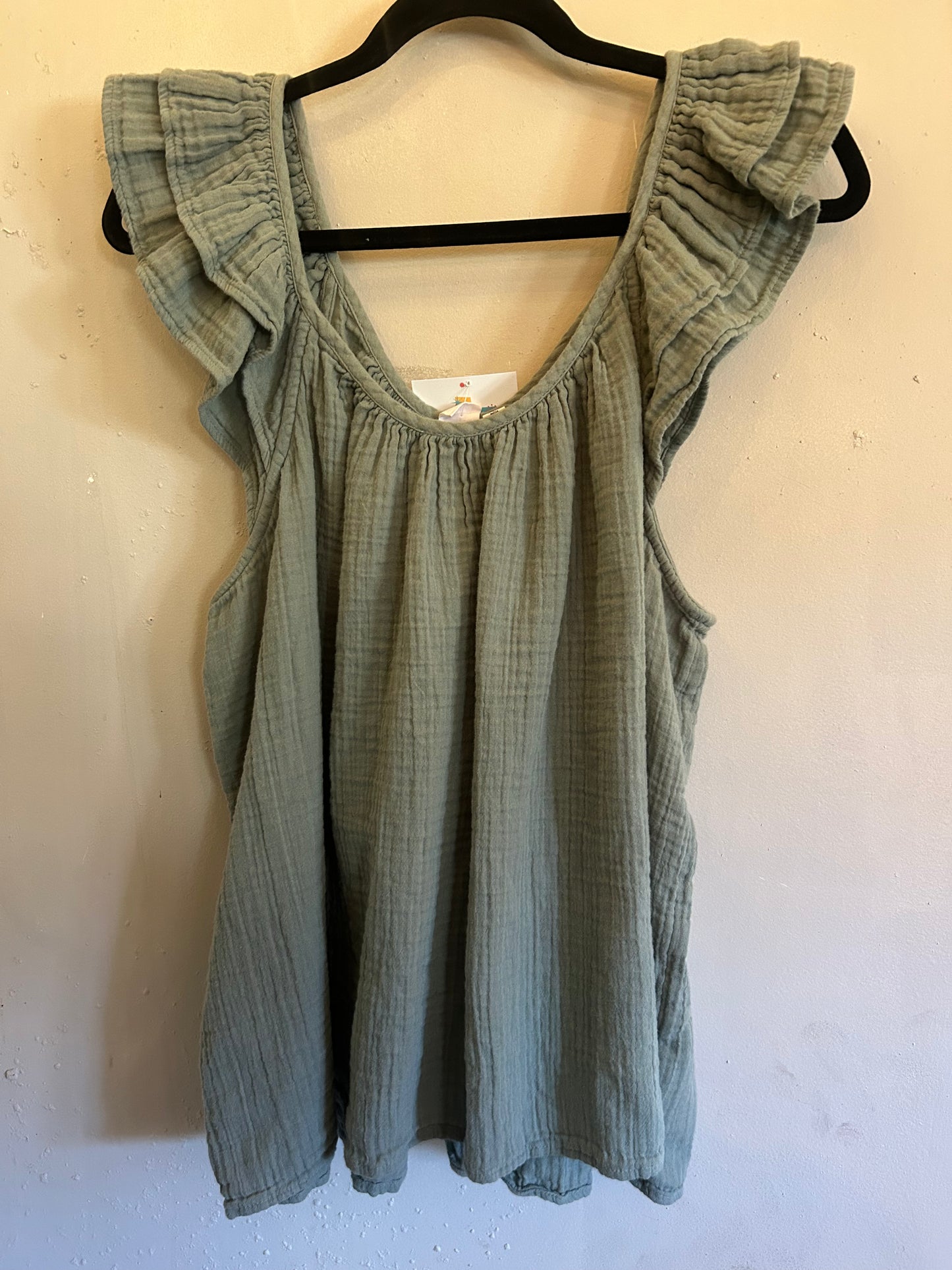 Gap Sage Green W/Ruffles Sleeveless