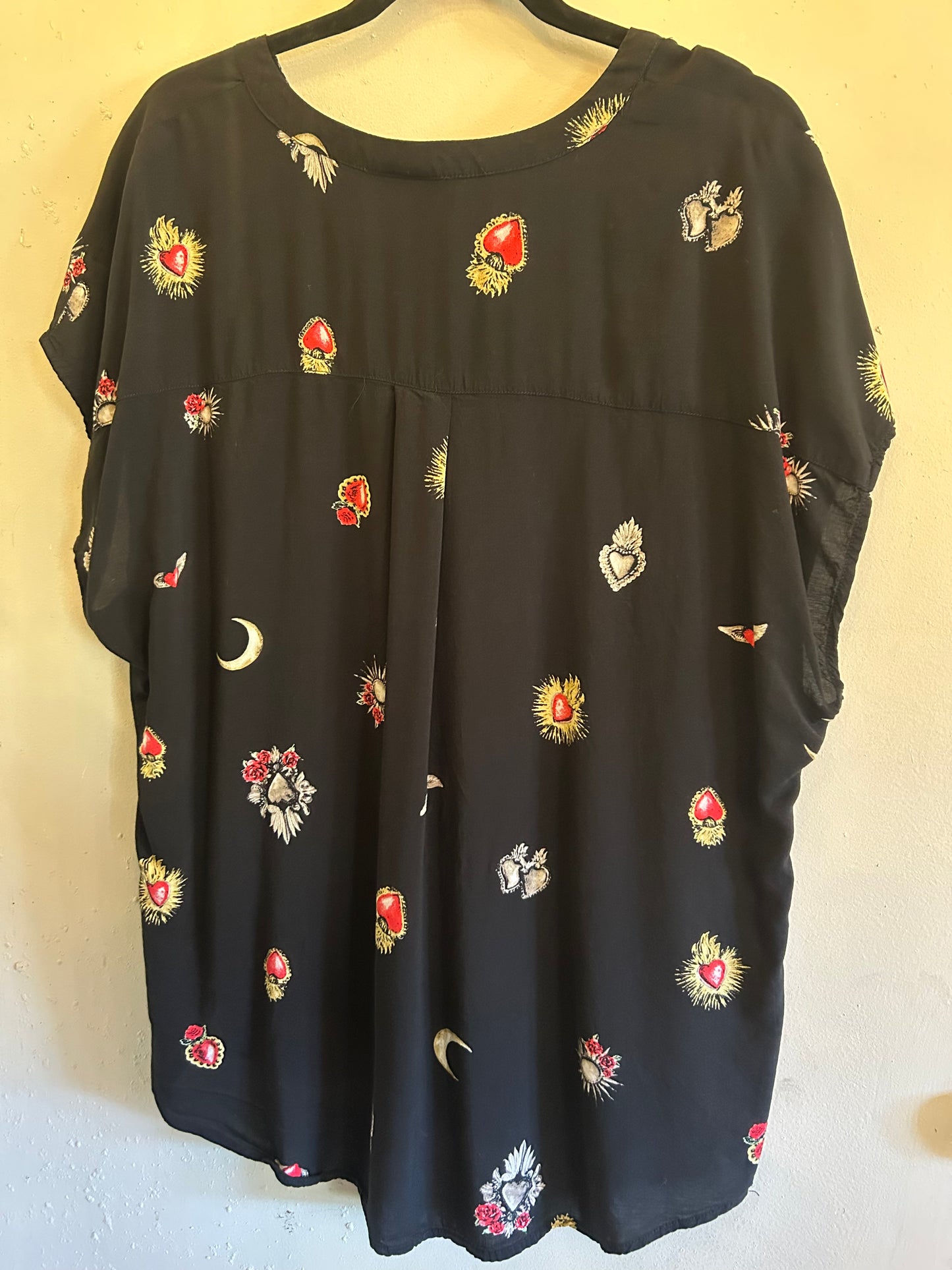 Torrid Black button down heart pattern