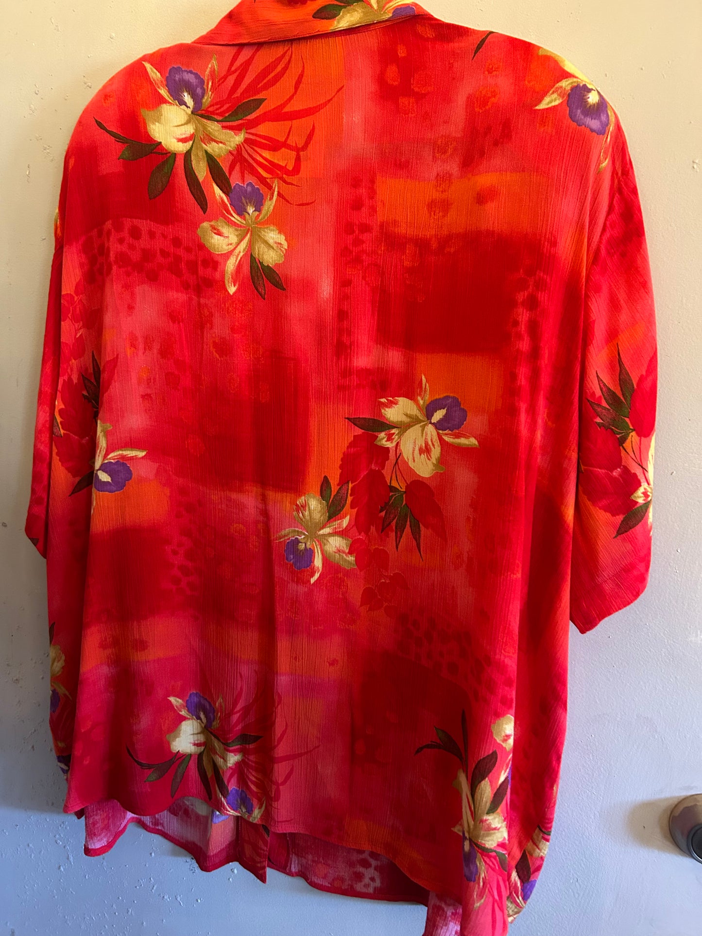 CM Shapes Red tropical button down shirt
