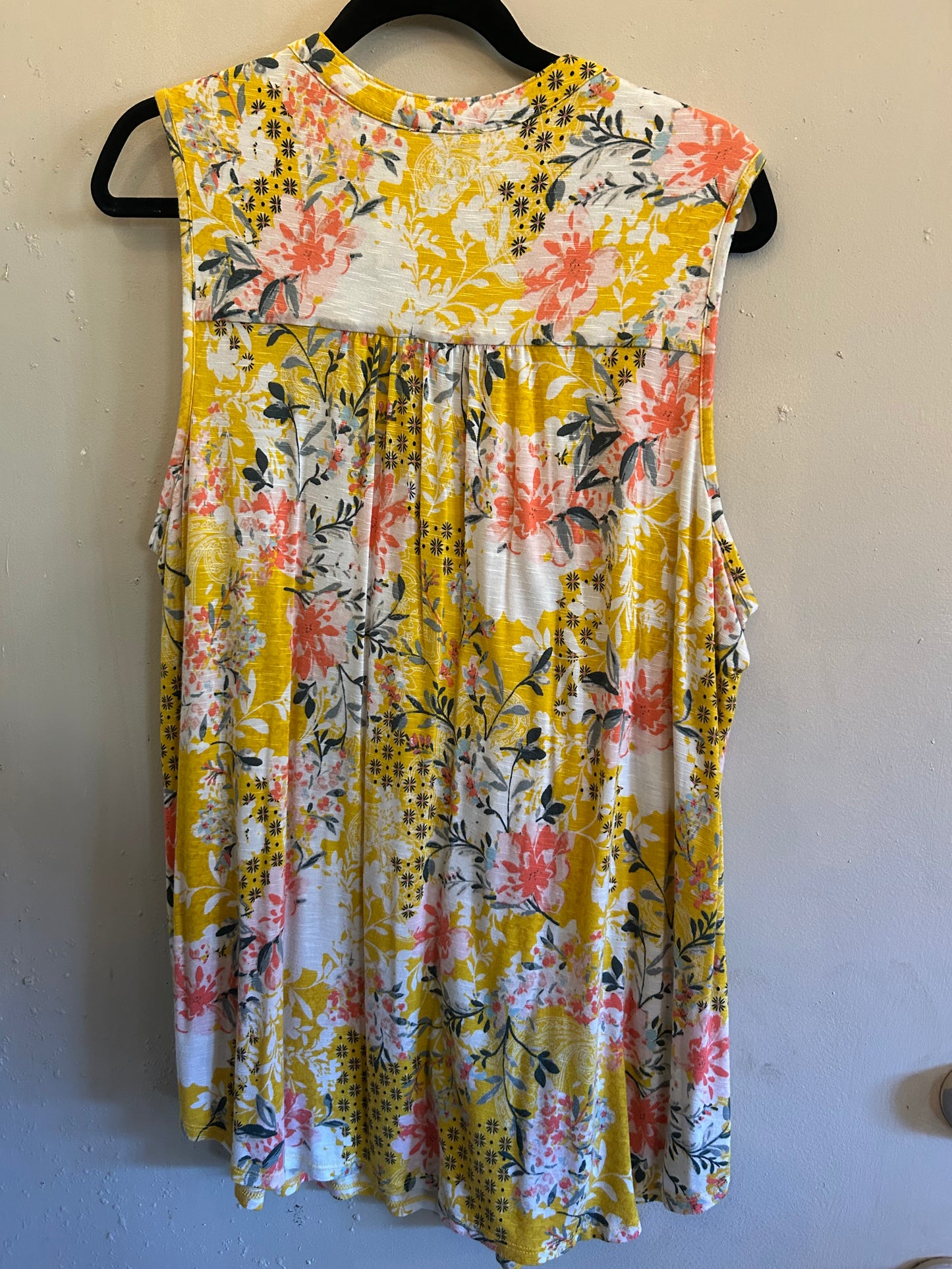 Westport Yellow and coral floral pattern sleeveless