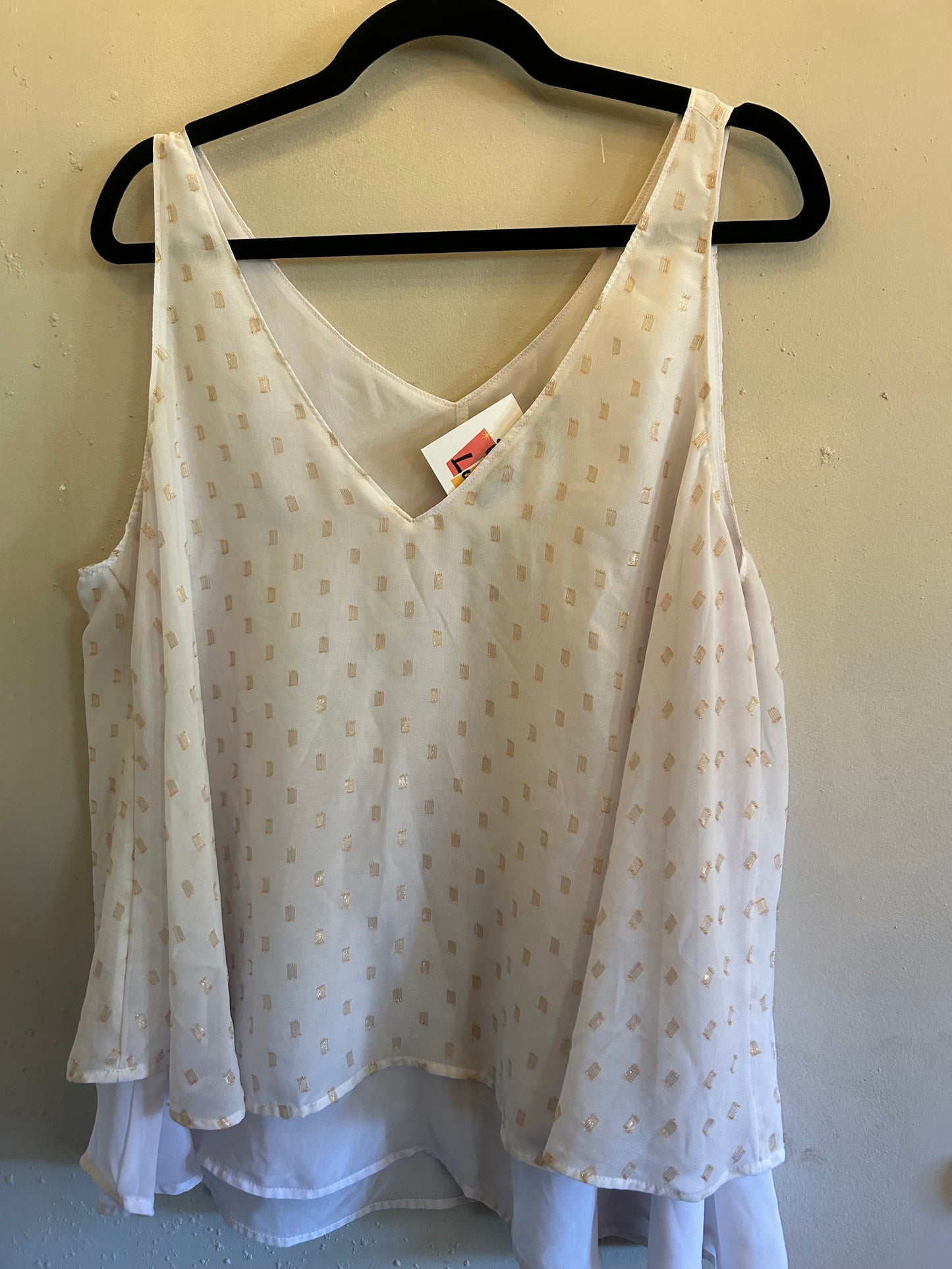 Lane Bryant White w Gold v neck sleeveless