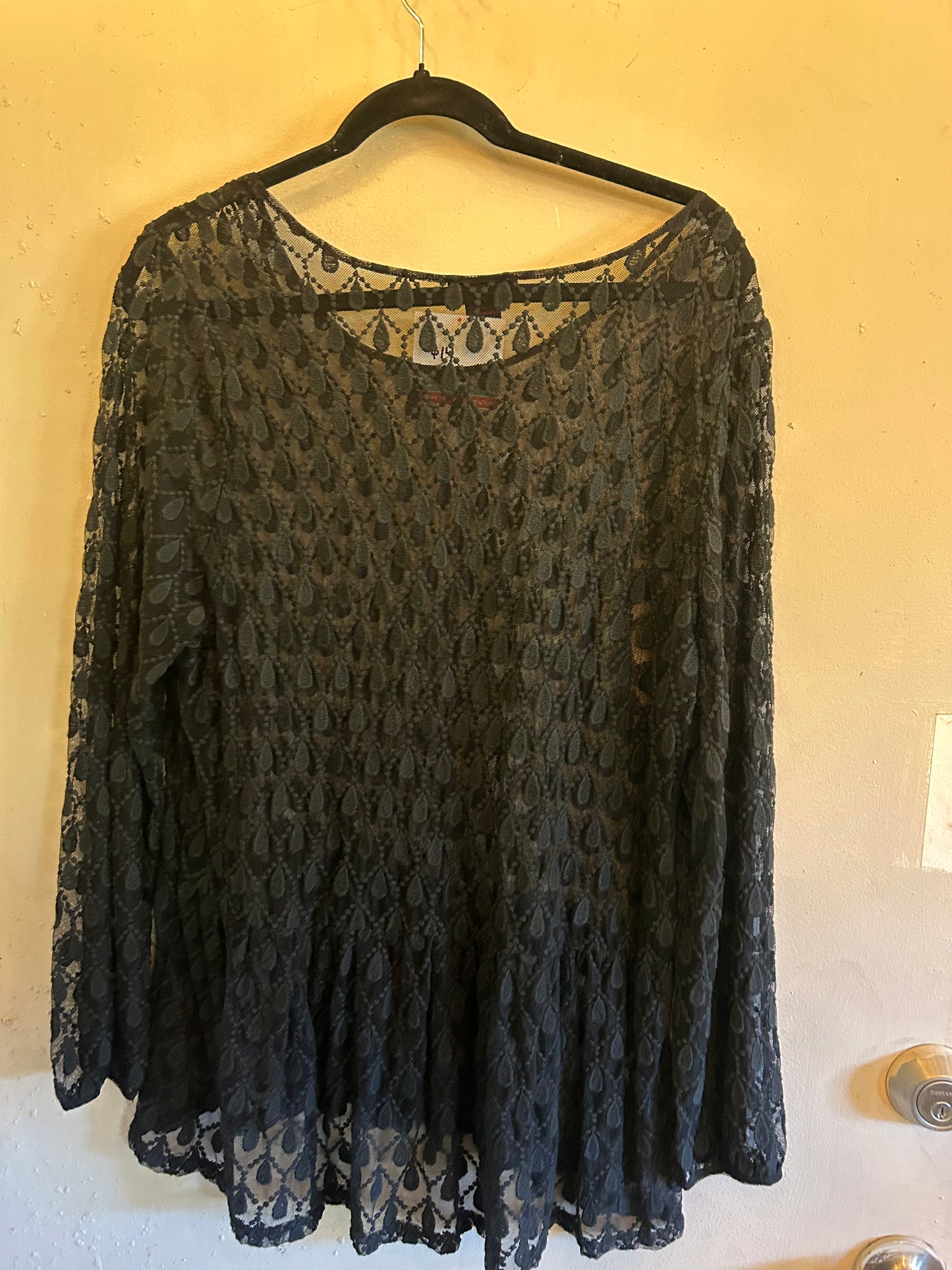 It's PinkBlack long sleeve lace top