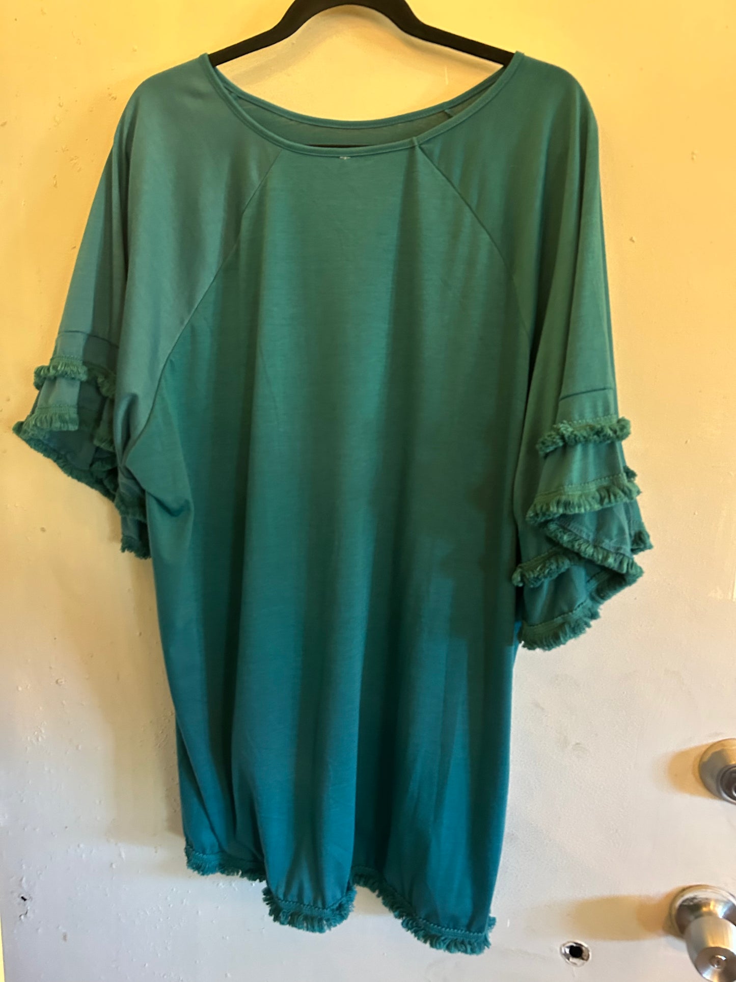 Boho deep green fringe