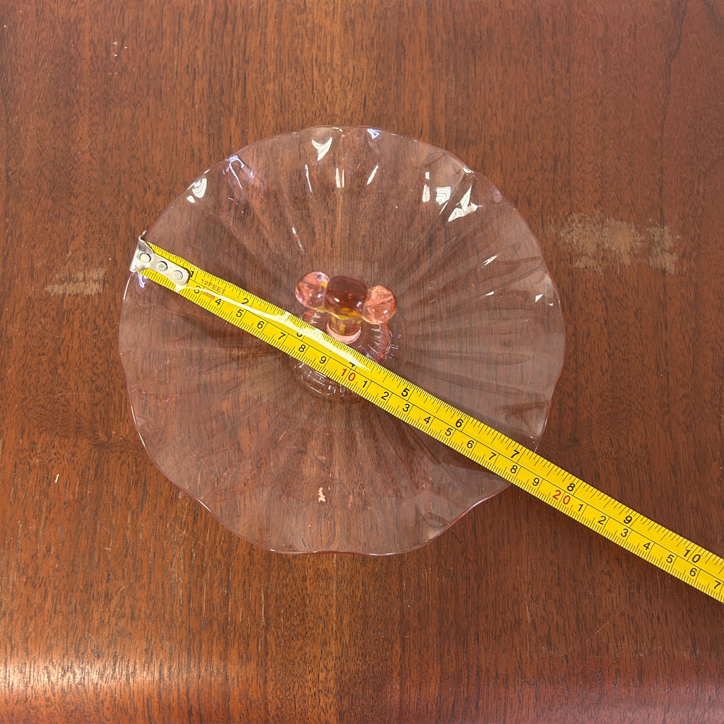 Vintage Pink Depression Glass Center Handled Candy Dish