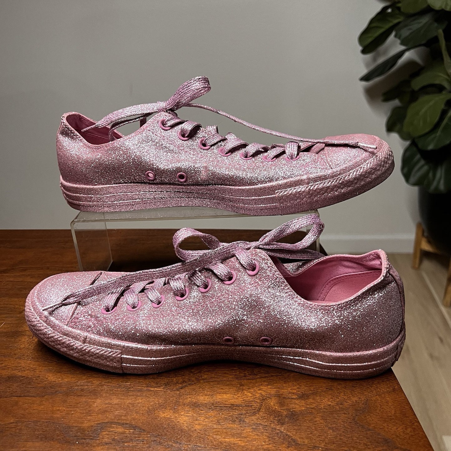 Converse (12 Women) Chuck Taylor All Star Pink Glitter Shoes Low Metallic CTAS