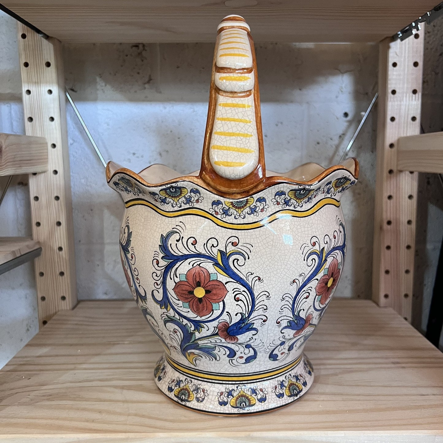 Vintage Unique Porcelain Vase Basket Traditional Farmhouse French Country Decor