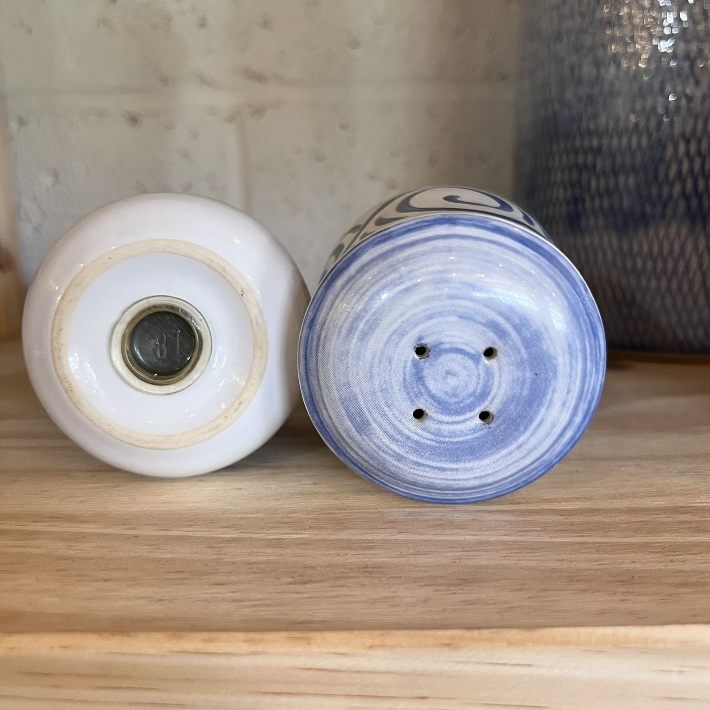 Oceanview (Corelle) by Corning Salt & Pepper Shakers Blue & White Vintage