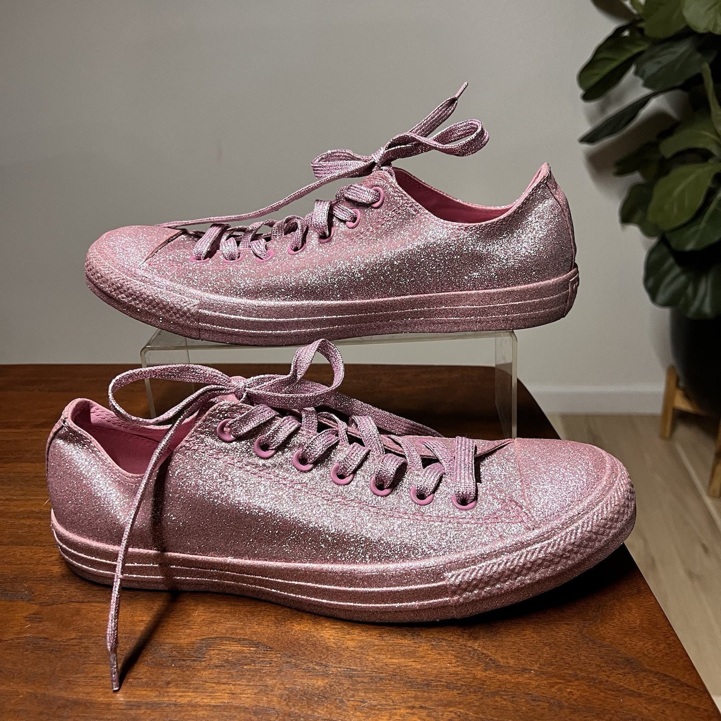 Converse (12 Women) Chuck Taylor All Star Pink Glitter Shoes Low Metallic CTAS