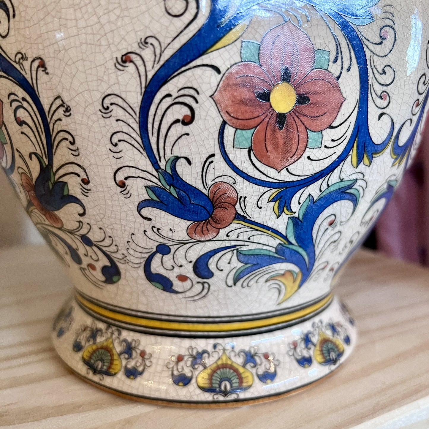 Vintage Unique Porcelain Vase Basket Traditional Farmhouse French Country Decor