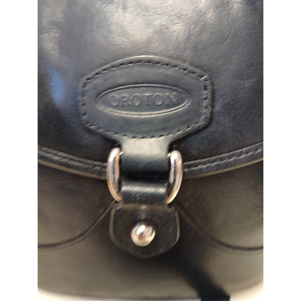 Oroton Womens Black Satchel Style Cross Body Leather Handbag