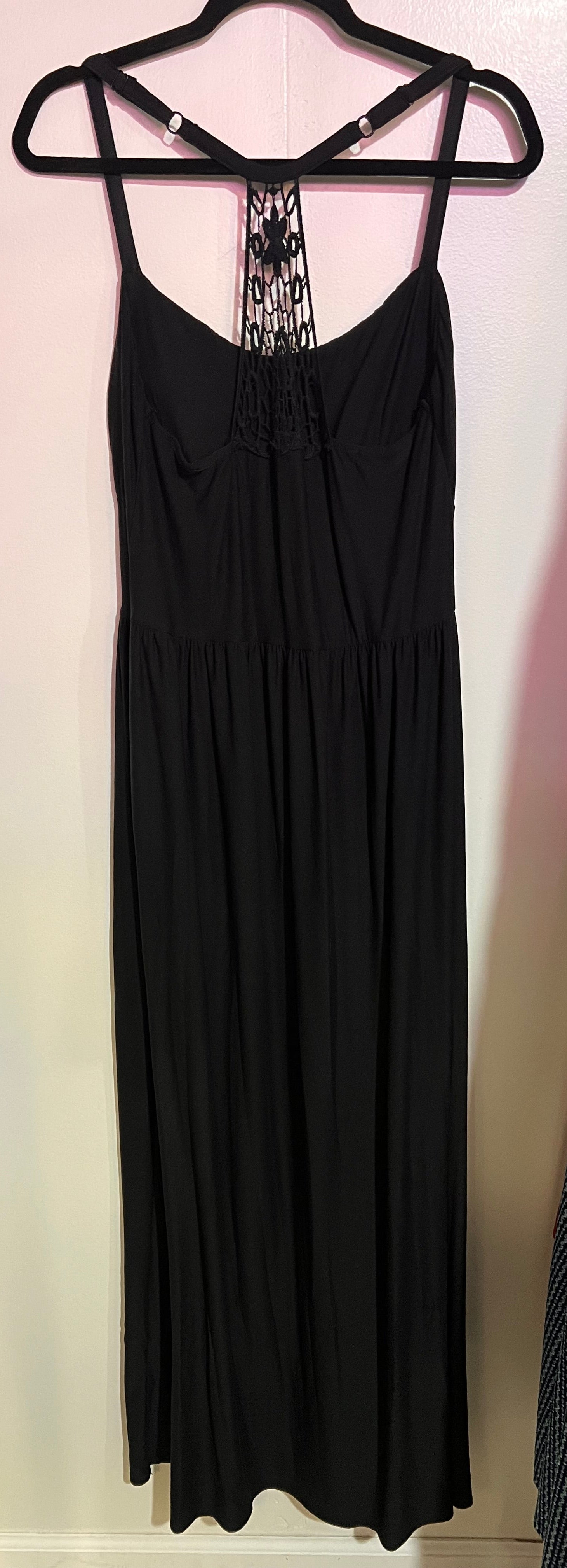 Derek Heart Black Strappy Lacey Back Long Dress