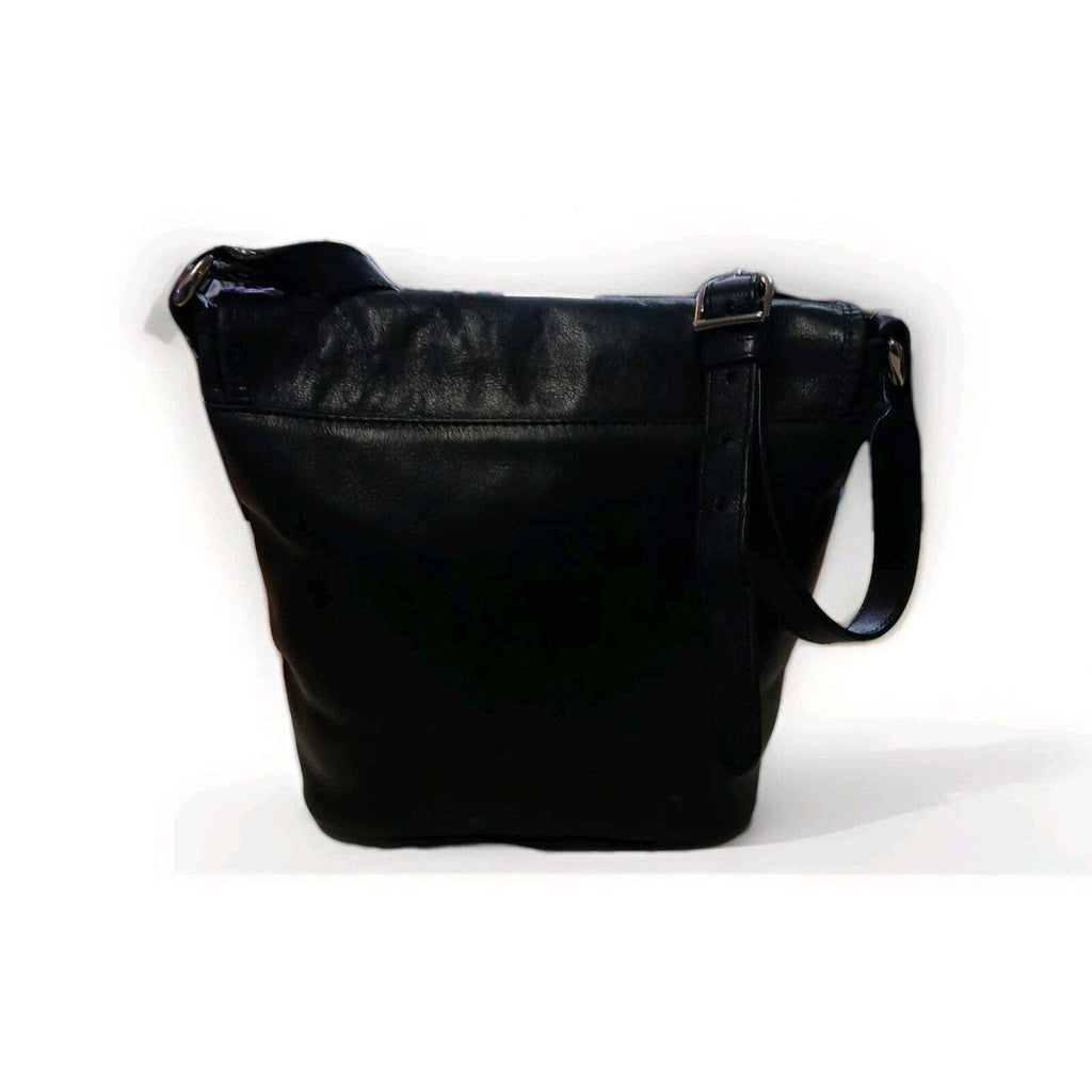 Oroton Womens Black Satchel Style Cross Body Leather Handbag