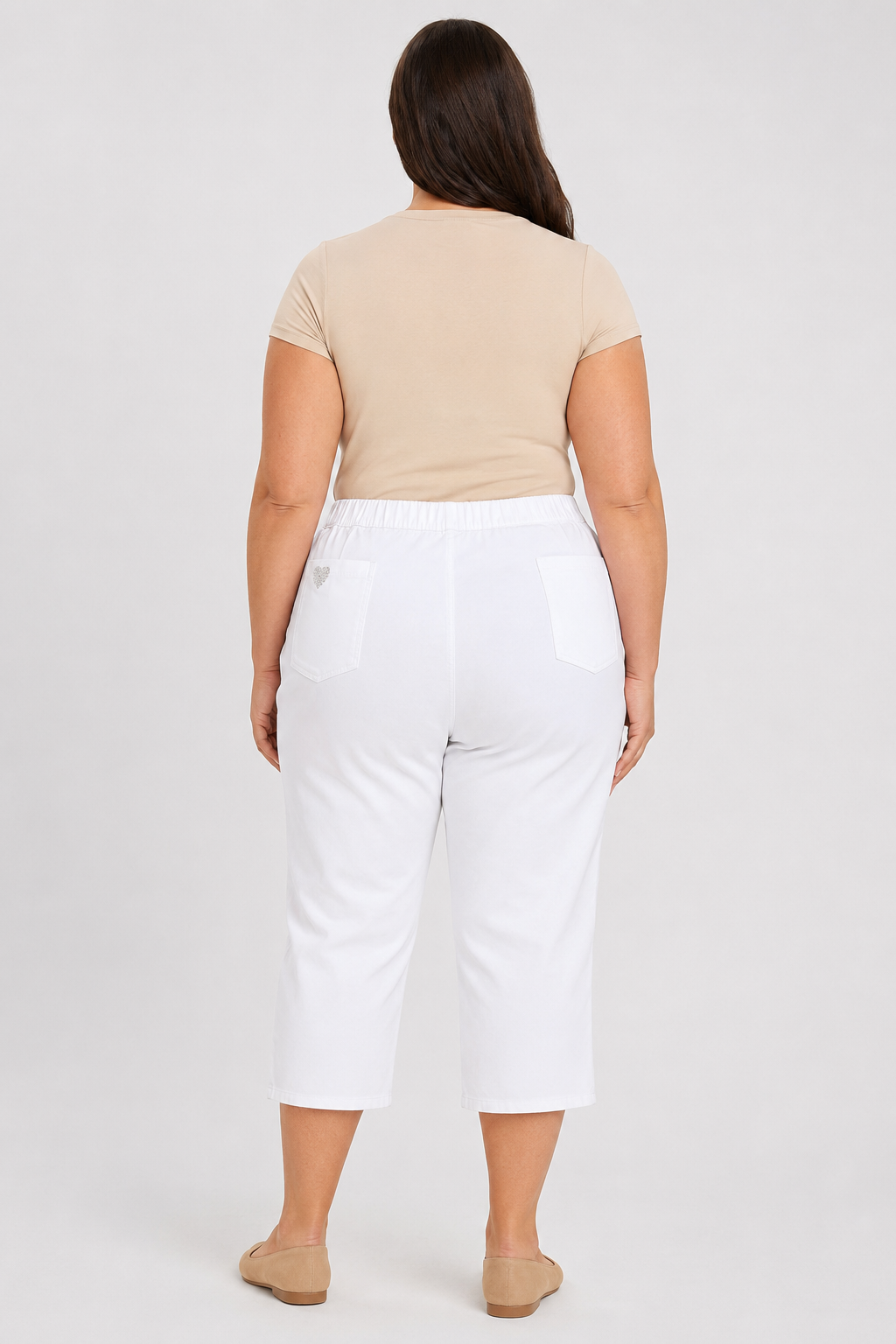 Quacker Factory Dream Jeans White Elastic Waist Short Pants