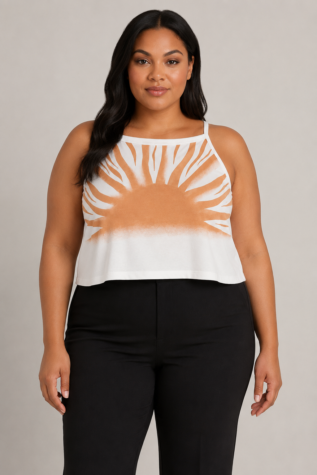 Torrid White Sun Graphic Crop Top