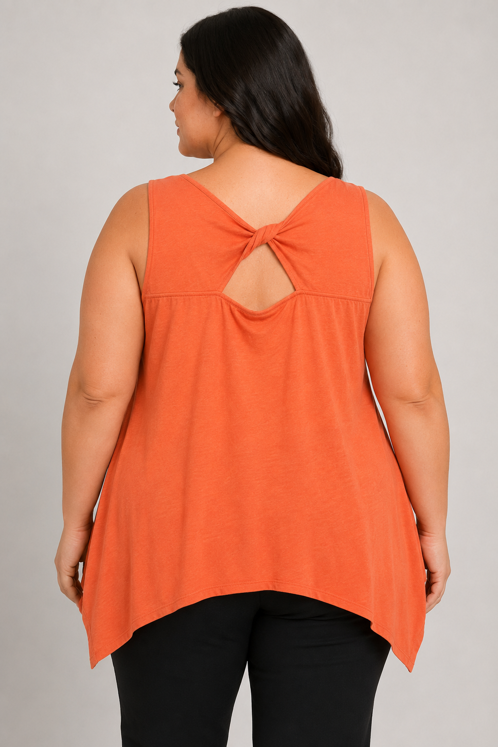 Terra & Sky Orange Sleeveless Twist Back Blouse