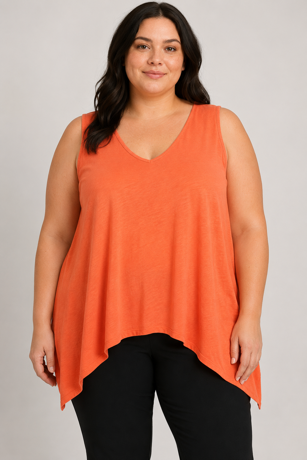 Terra & Sky Orange Sleeveless Twist Back Blouse