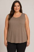 Avenue Olive Green Soft Sleeveless Blouse