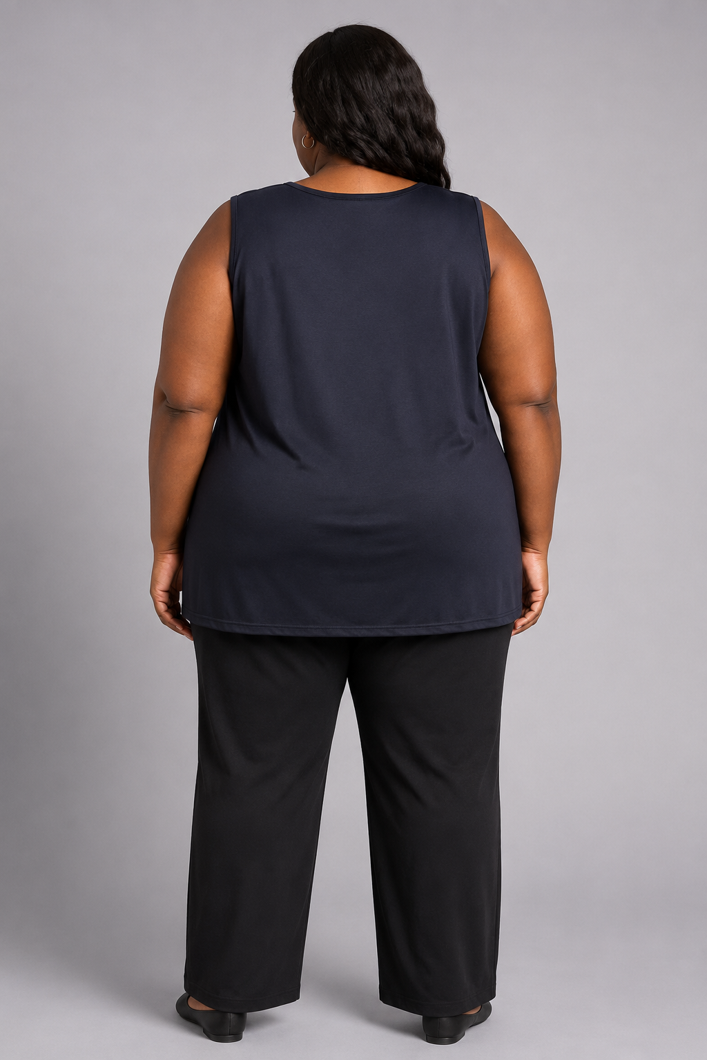 Catherines Black Deep Scoop Neck Sleeveless Blouse