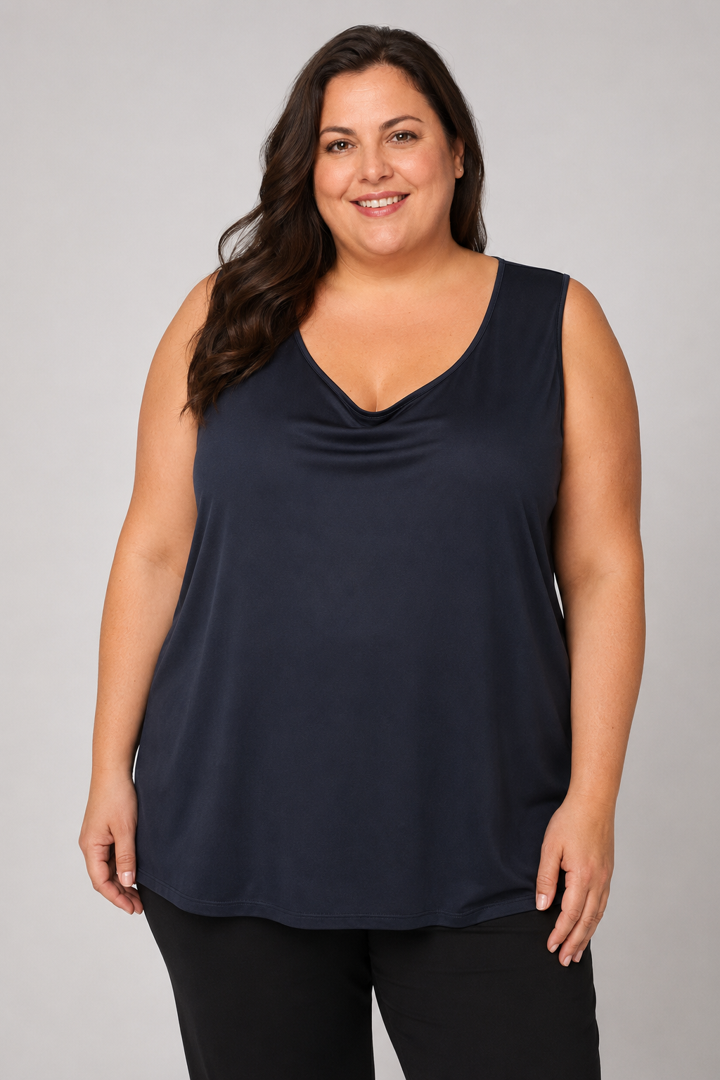 Catherines Black Deep Scoop Neck Sleeveless Blouse