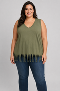 Rouge Green V-neck Sleeveless Top