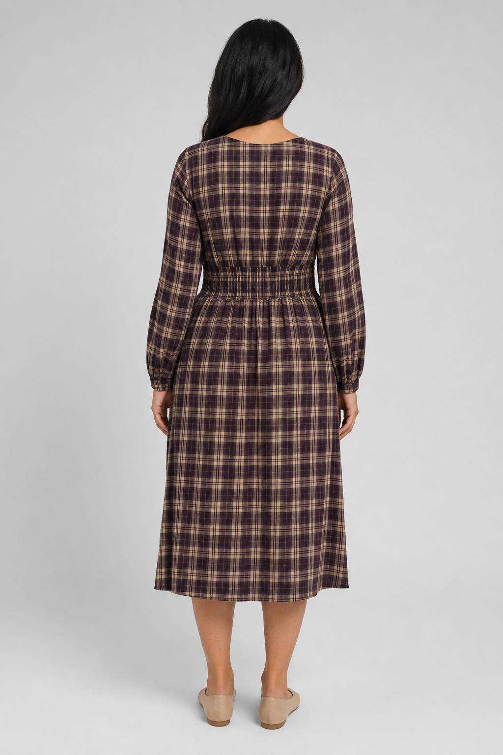 Bloomchic NWT Tan Plaid Pattern Sleeveless Long Dress