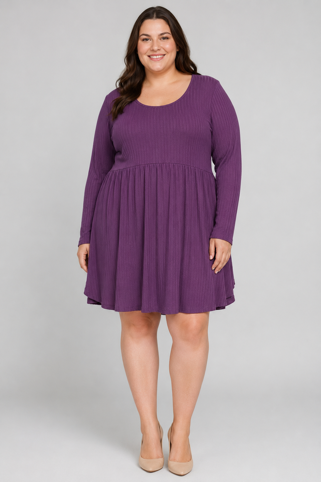Torrid Purple Long Sleeve Scoop Neck Dress