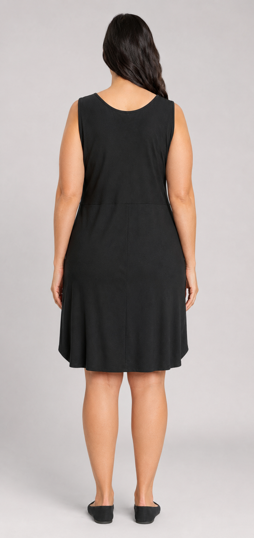 Bloomchic Black Scoop Neck Square Long Dress