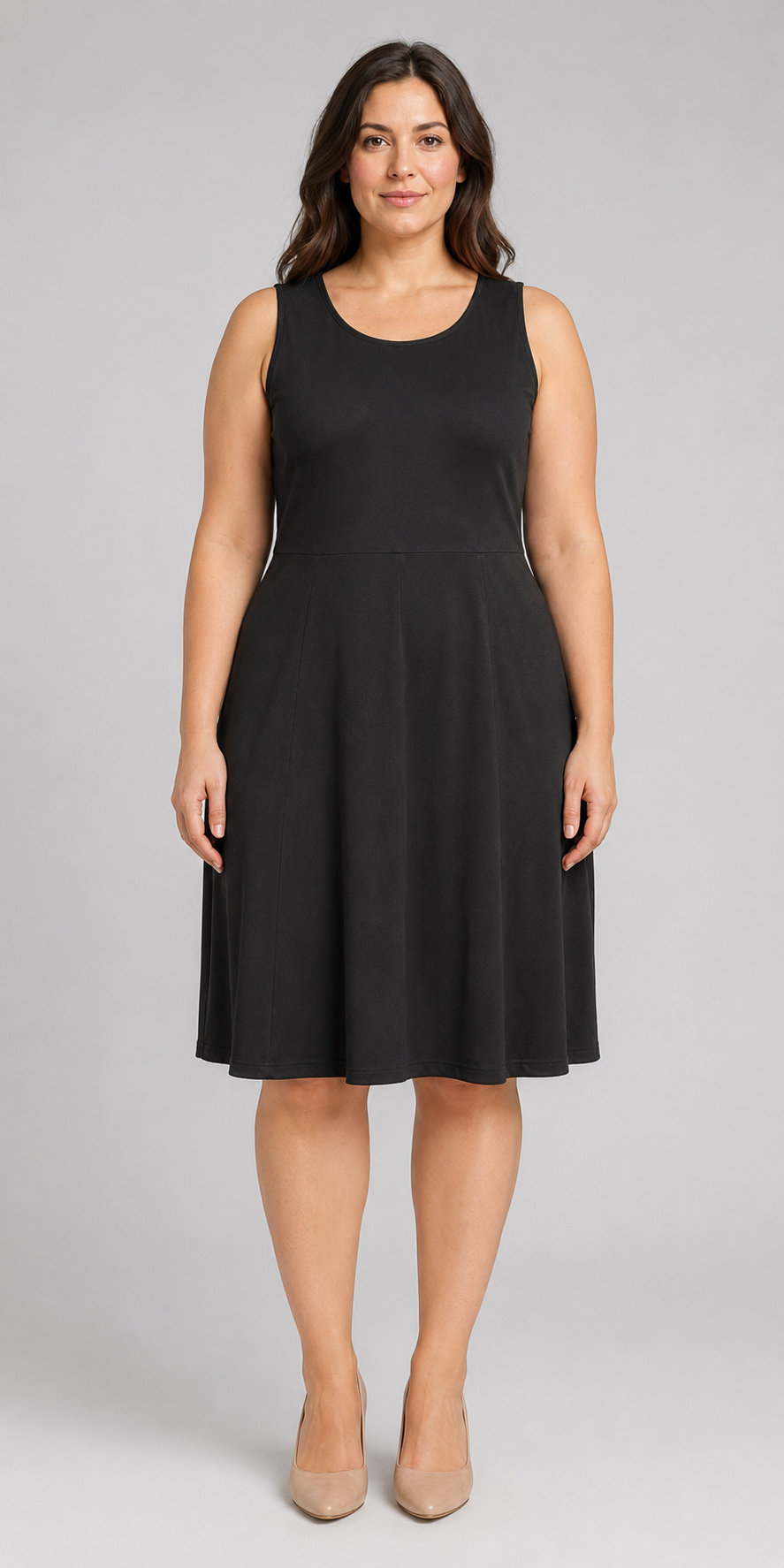 Bloomchic Black Scoop Neck Square Long Dress