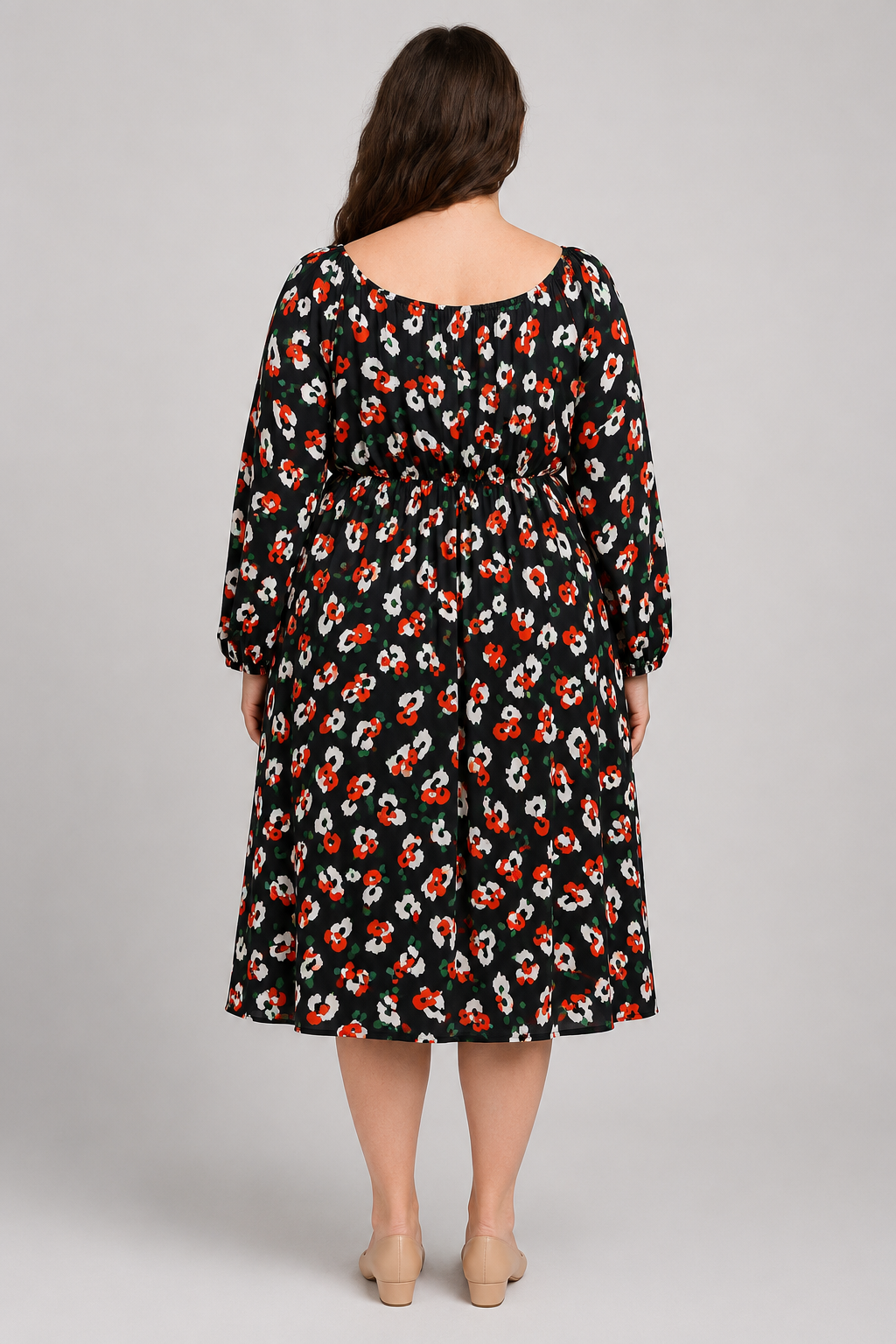 Bloomchic Black Slot Pattern Mid Lengh Dress