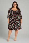 Bloomchic Black Slot Pattern Mid Lengh Dress