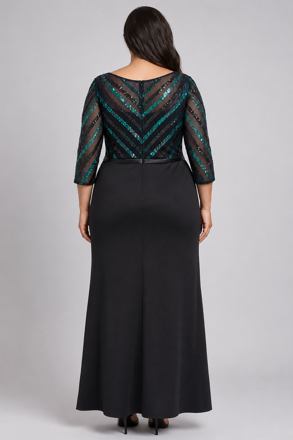 Ever Pretty Black And Green Sequin Striped