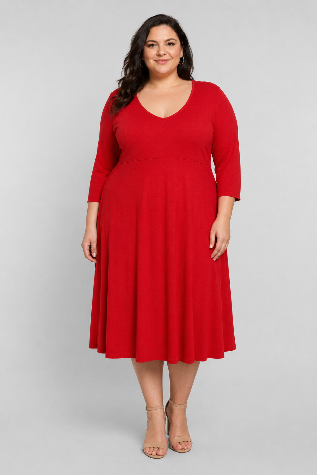 Torrid Red Deep Scoop Long Sleeve Super Soft Dress