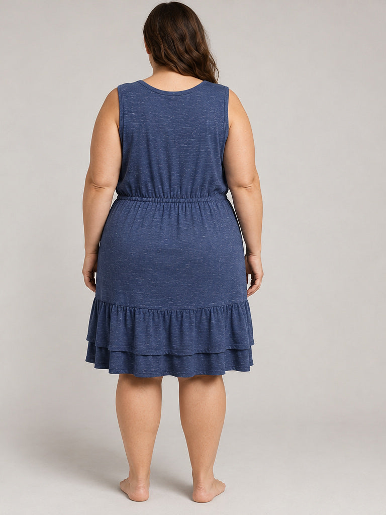 Lane Bryant Blue "Jersey" Cinch Waist Sleeveless Dress