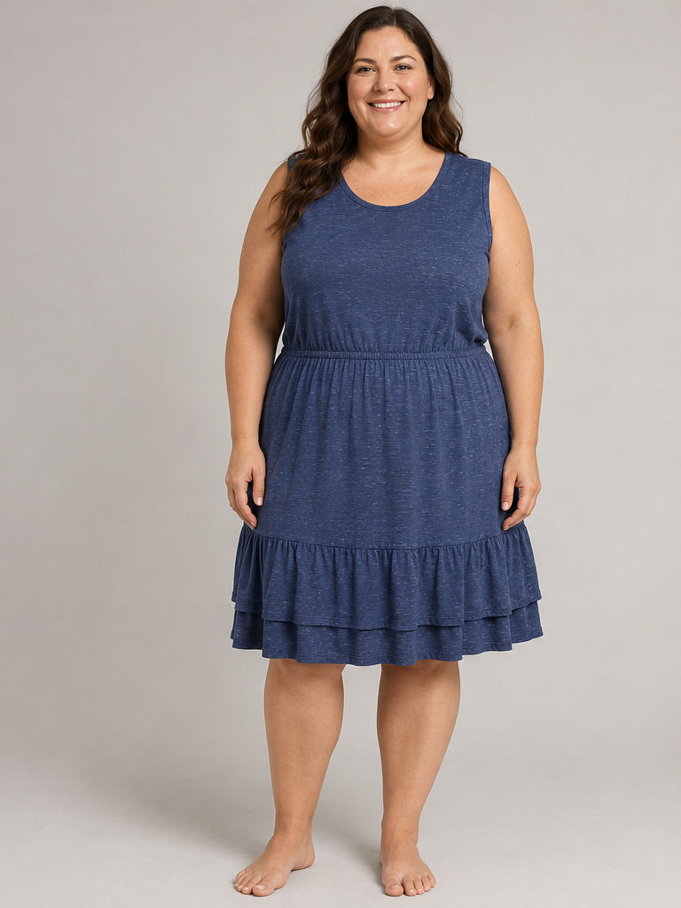 Lane Bryant Blue "Jersey" Cinch Waist Sleeveless Dress