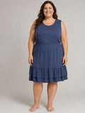 Lane Bryant Blue "Jersey" Cinch Waist Sleeveless Dress
