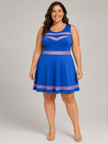 Zeagoo Blue Dress w/ Mesh Accents