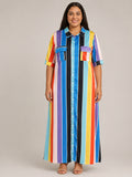 - Rainbow Stripped Button Up Maxi Dress