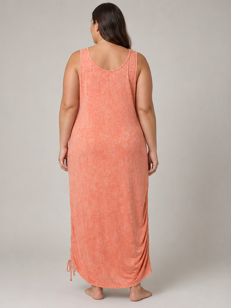 Torrid NWT SuperSoft Knits Peach TyeDye Sleeveless Long Dress