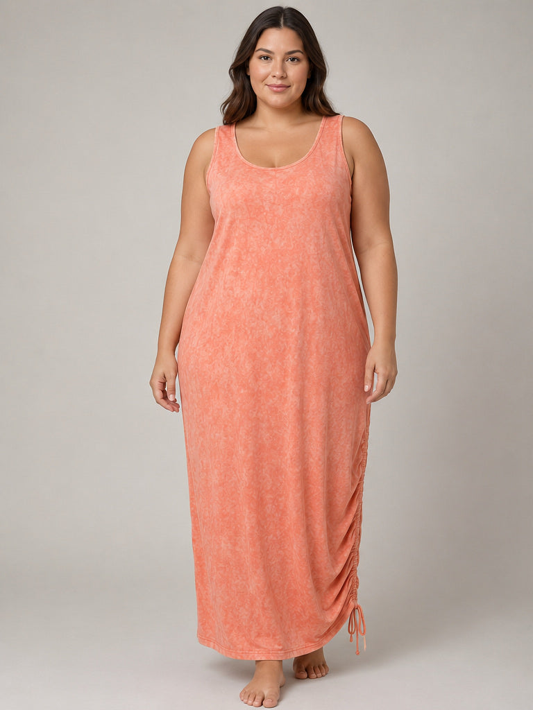 Torrid NWT SuperSoft Knits Peach TyeDye Sleeveless Long Dress