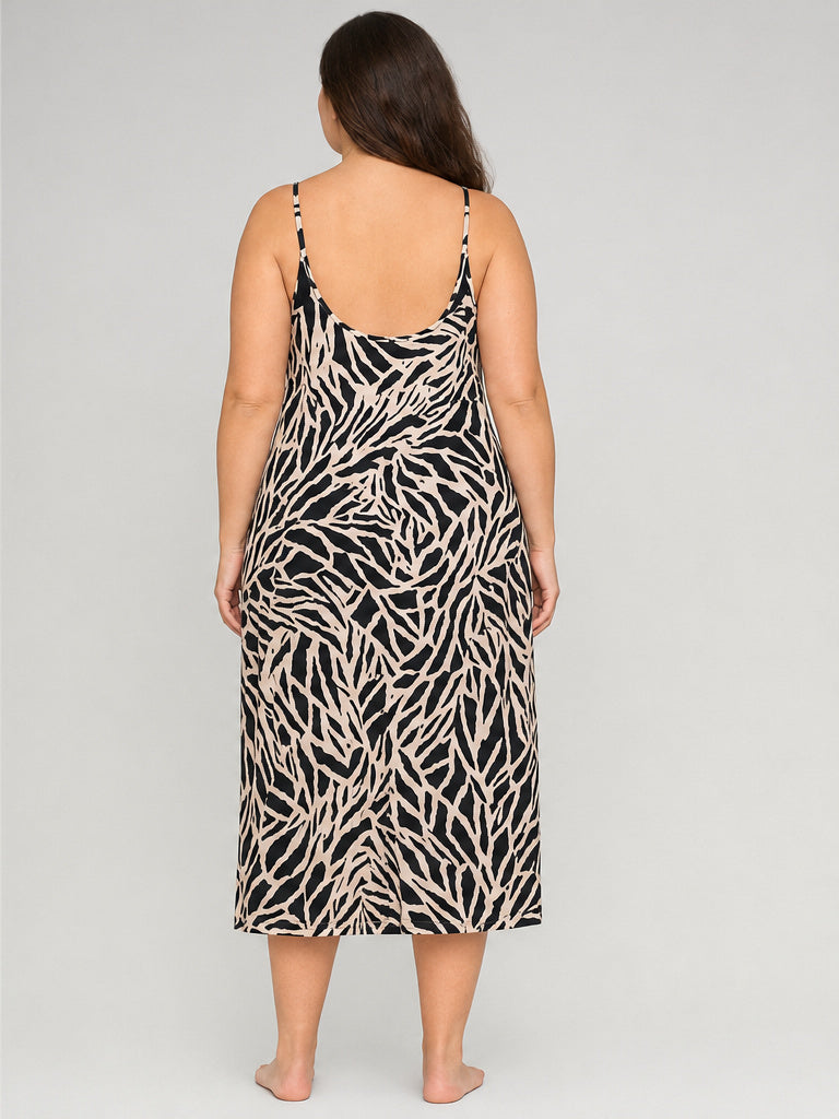 H&M Tan & Black Tiger Pattern Strappy Short Dress