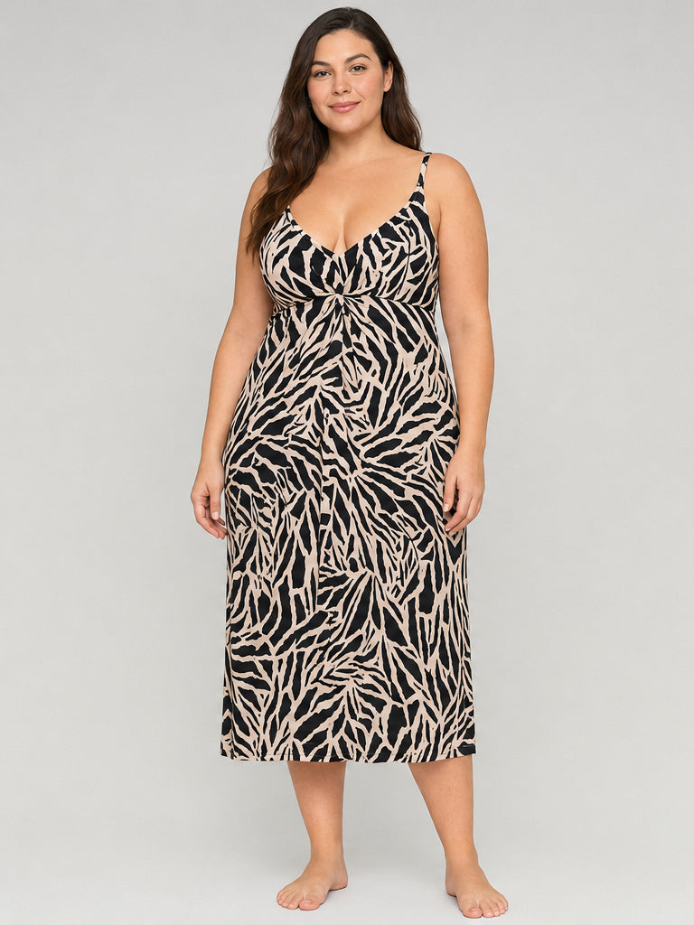 H&M Tan & Black Tiger Pattern Strappy Short Dress