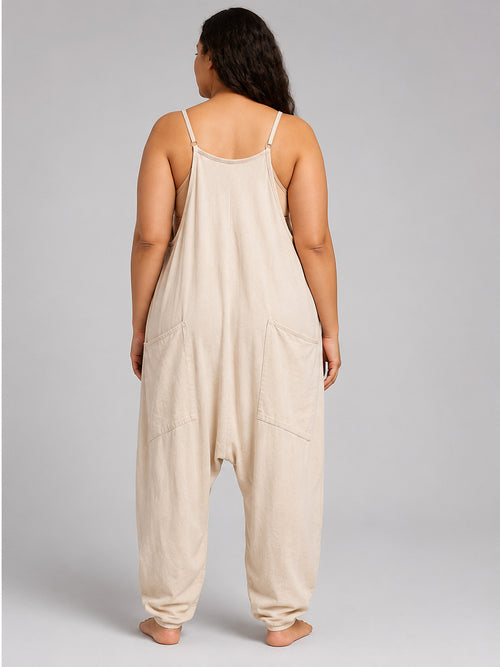 - Tan Zipper Pocket Strapie Overalls