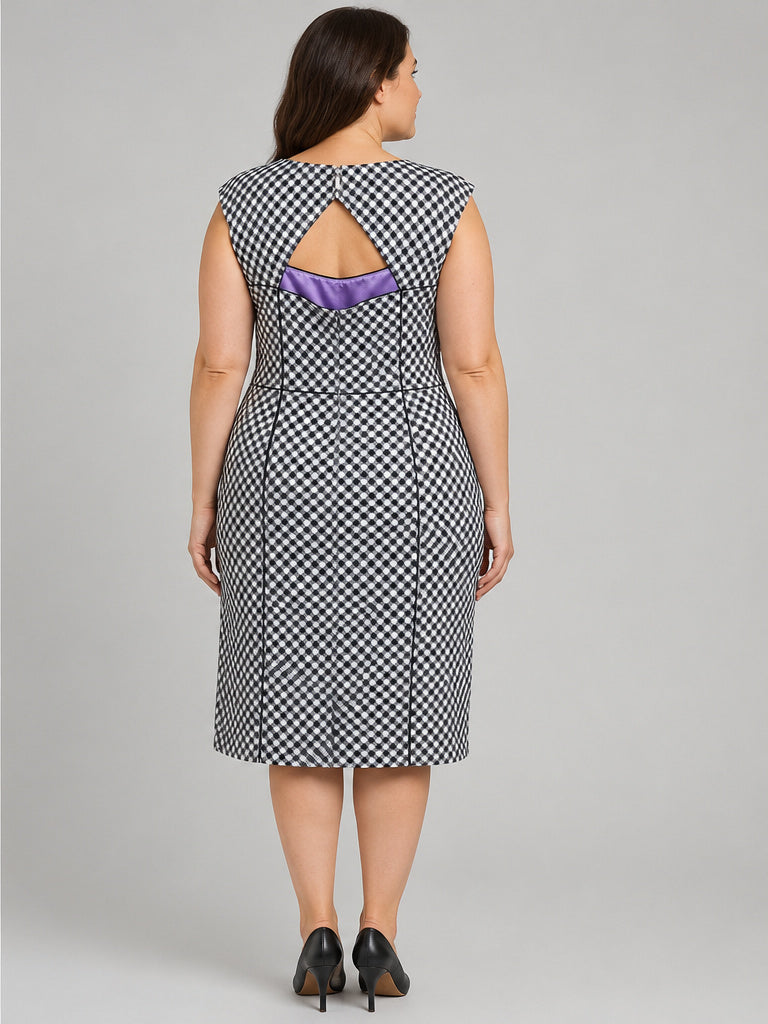 WHITE HOUSE BLACK MARKET BLACK WHITE PATTERNS WOMENS DRESS